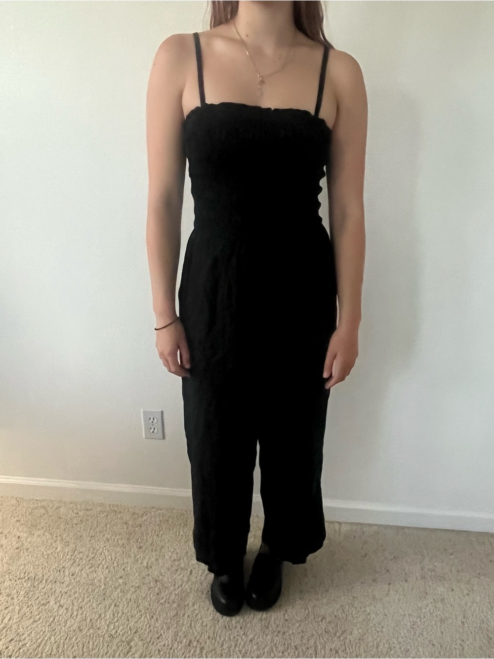 Universal Thread Black Smocked Strap Jumpsuit